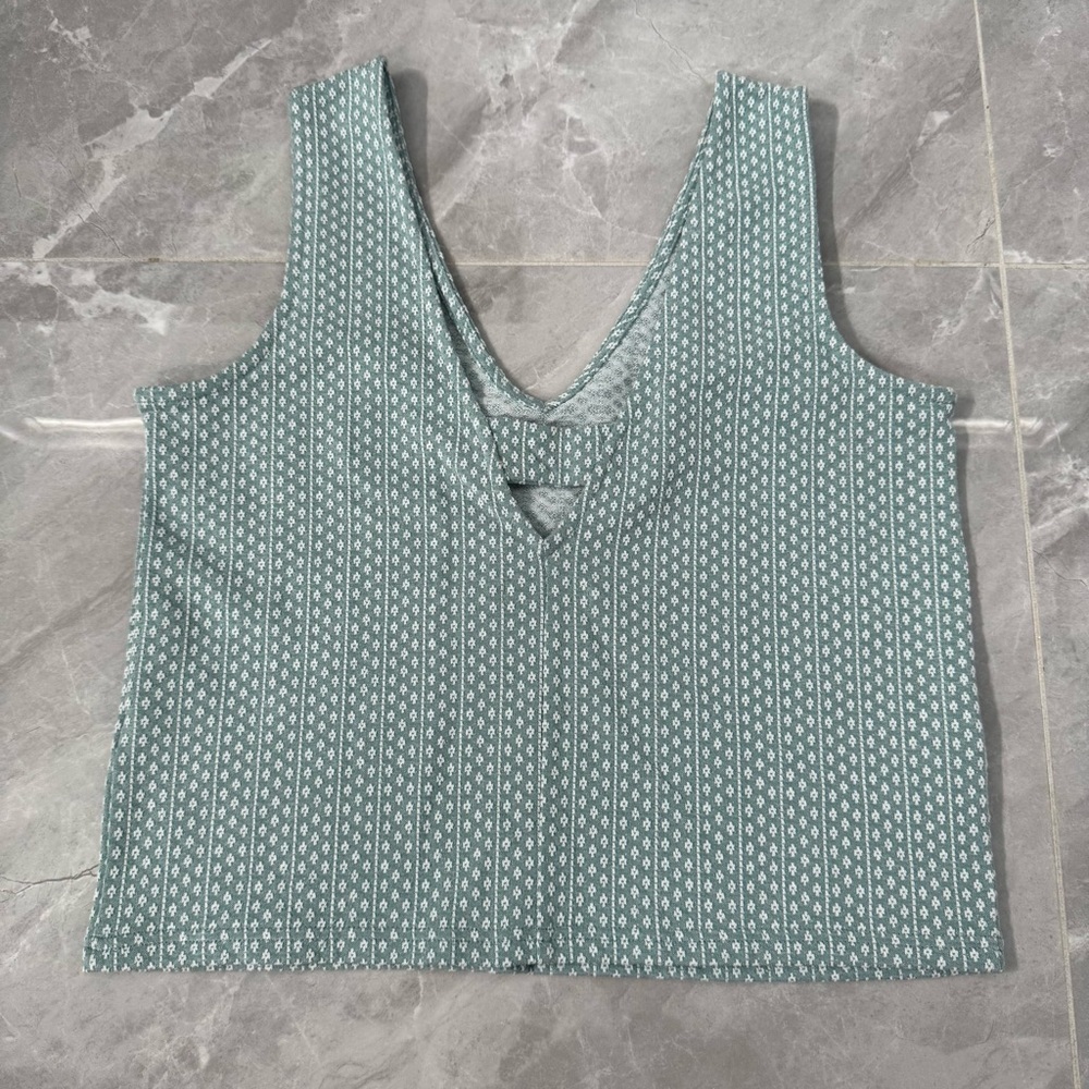 Women’s Madewell Jacquard Peekaboo Back Crop V-Neck Tank Top Size Small - Picture 8 of 16